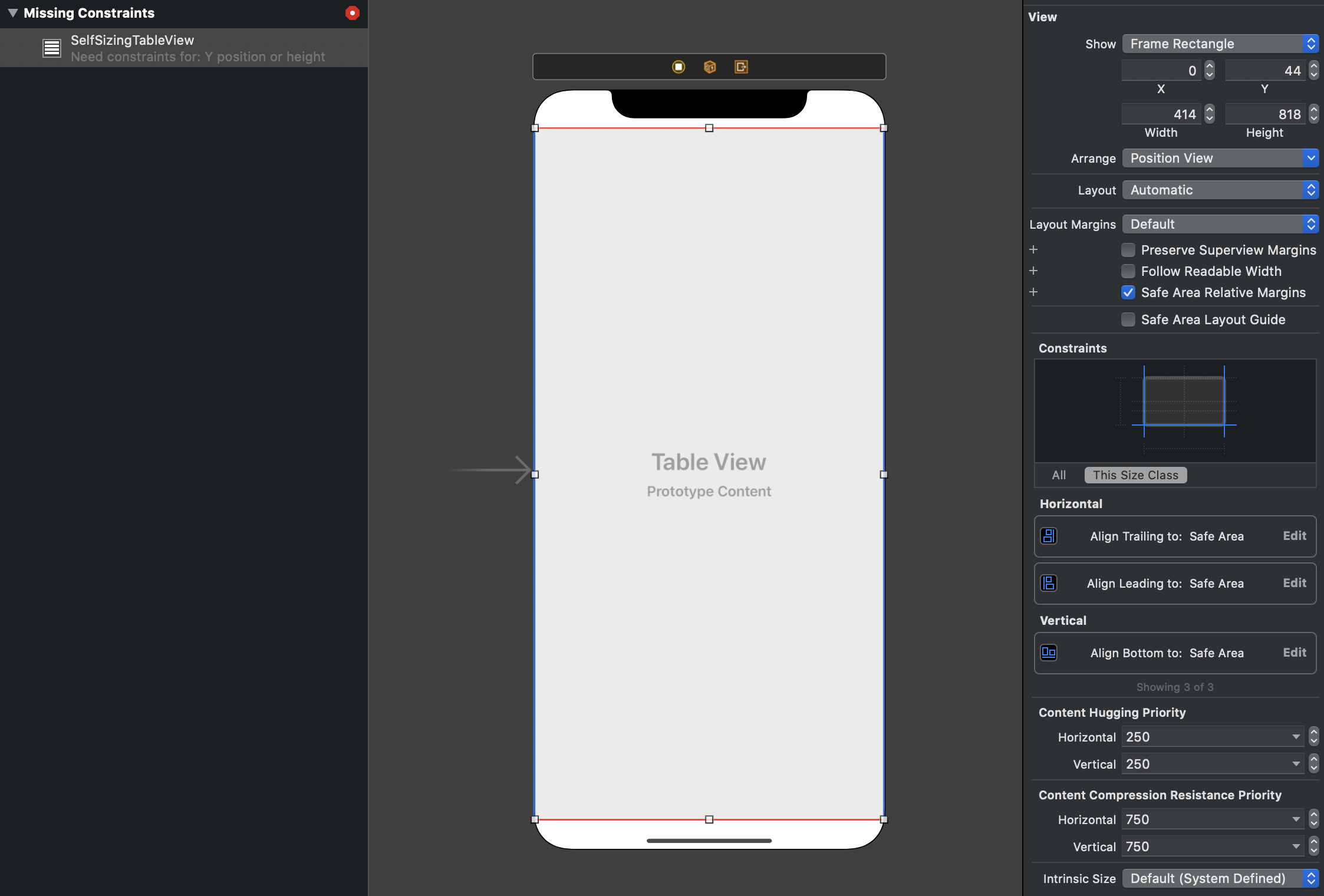 Problem with dynamic height UITableView when working with UI files